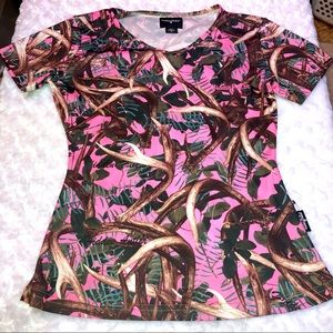 Hidden Antler pink green Camo T-Shirt short sleeve size S or 8P